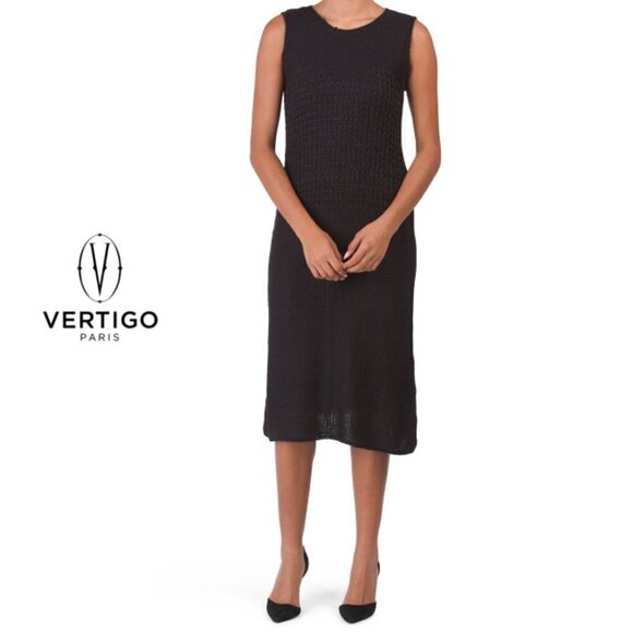 NWT VERTIGO Paris Sleeveless Crochet Detail Knit Midi Dress - Picture 1 of 6